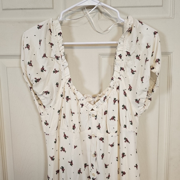 H&M Milk Maiden Disty Floral Puff Sleeve Babydoll Button Down Maxi Dress - Picture 9 of 9